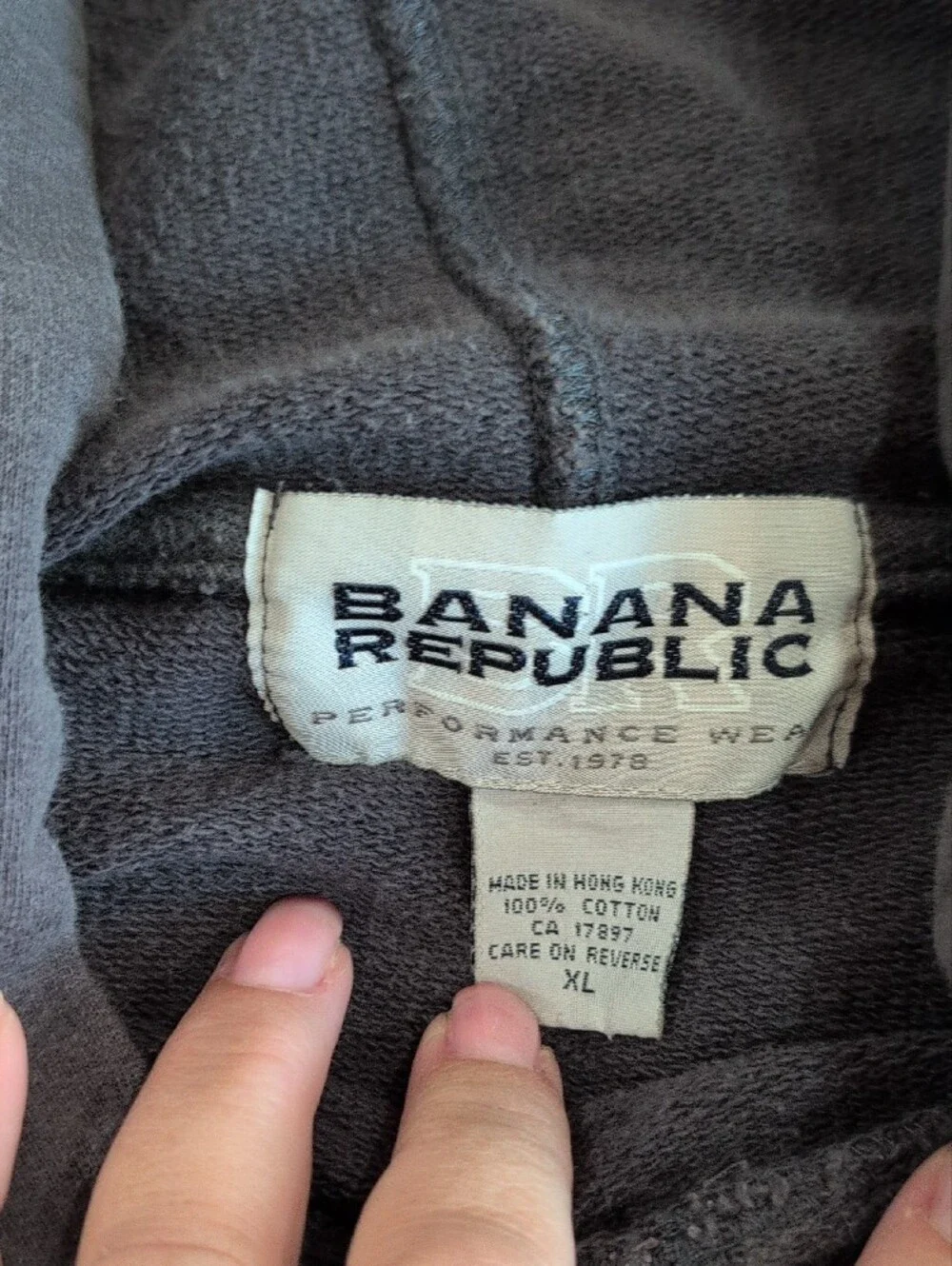 Banana Republic Charcoal Gray Hooded Sweatshirt